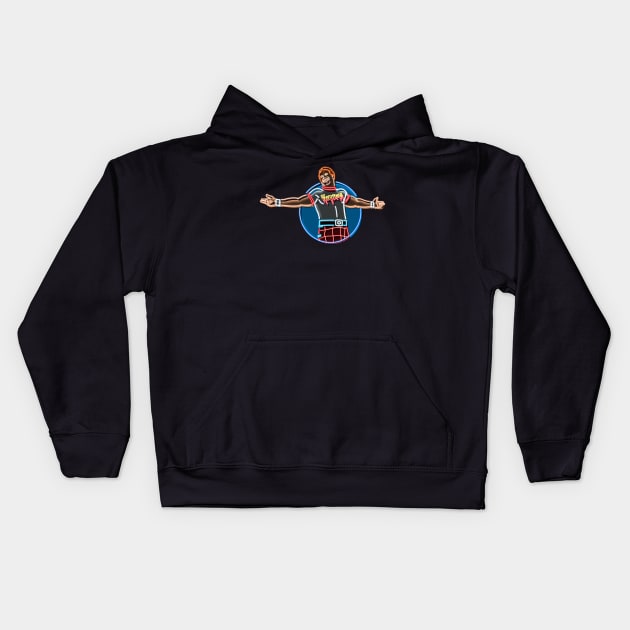 Roddy piper neon bg Kids Hoodie by AJSMarkout